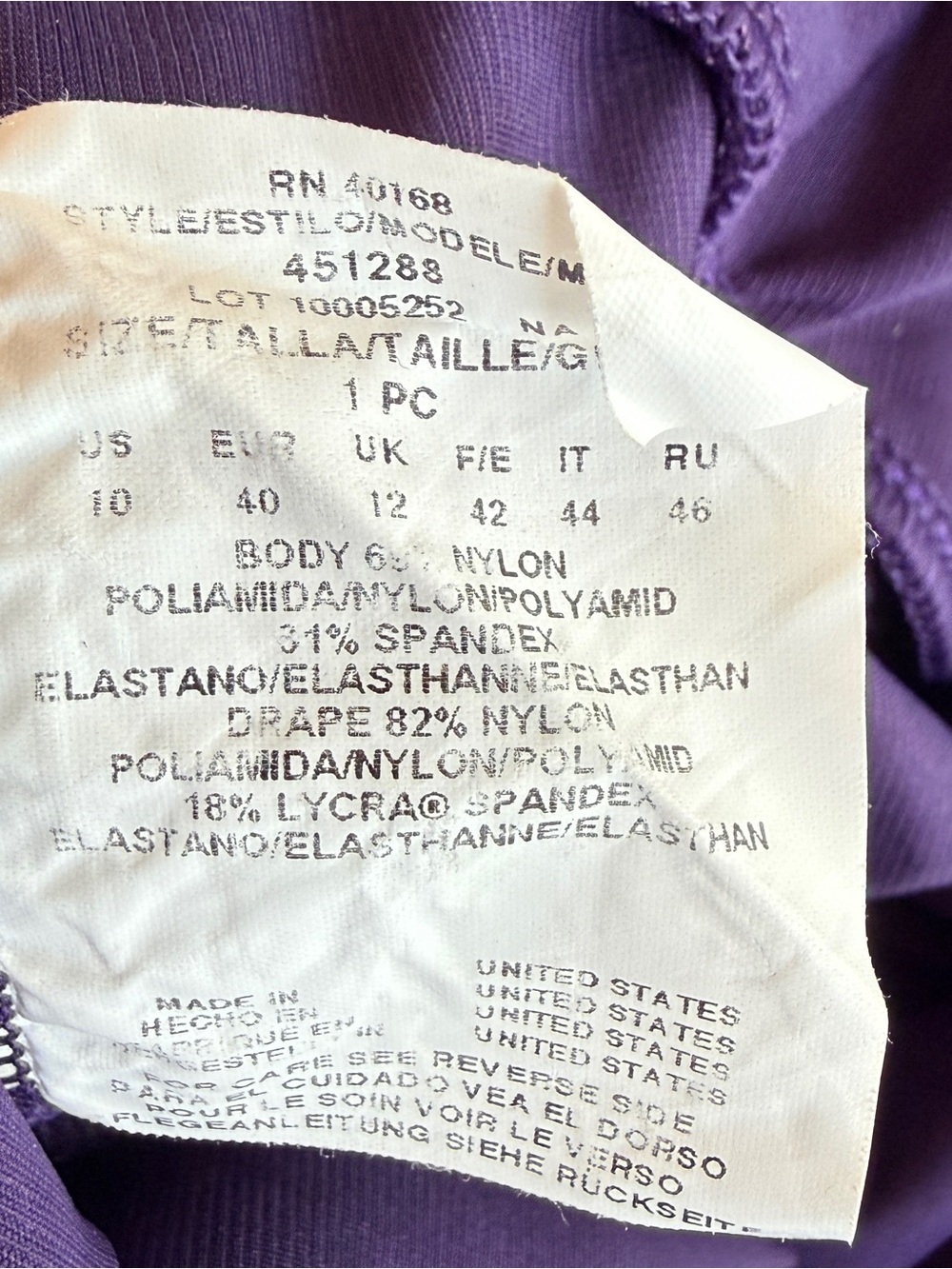 MIRACLESUIT DARKER PURPLE ONE PIECE SWIMSUIT SZ 10 EXCELLENT - Picture 6 of 6